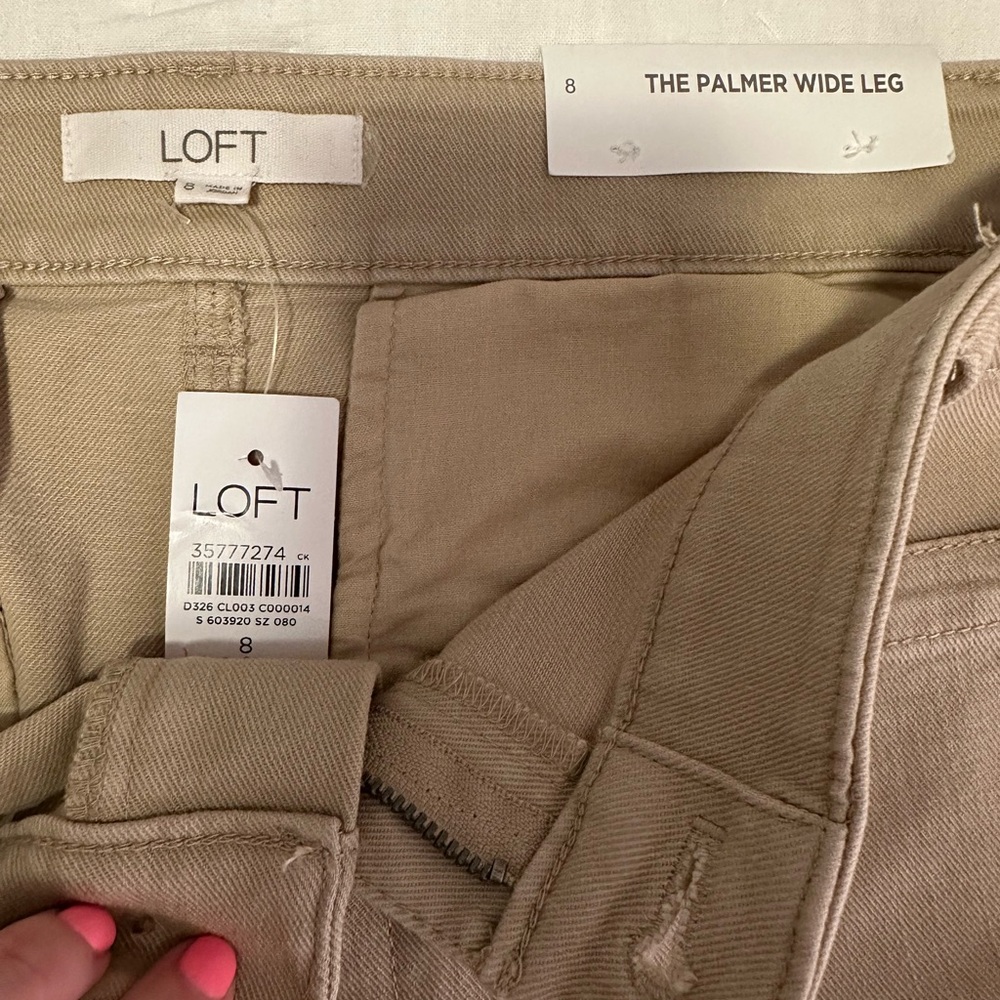 LOFT The Palmer Wide Leg Pants in Beige